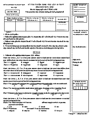 Đề thi thử tuyển sinh vào Lớp 10 THPT môn Tiếng Anh - Mã đề 001 - Năm học 2019-2020 - Sở giáo dục và đào tạo Hà Nội